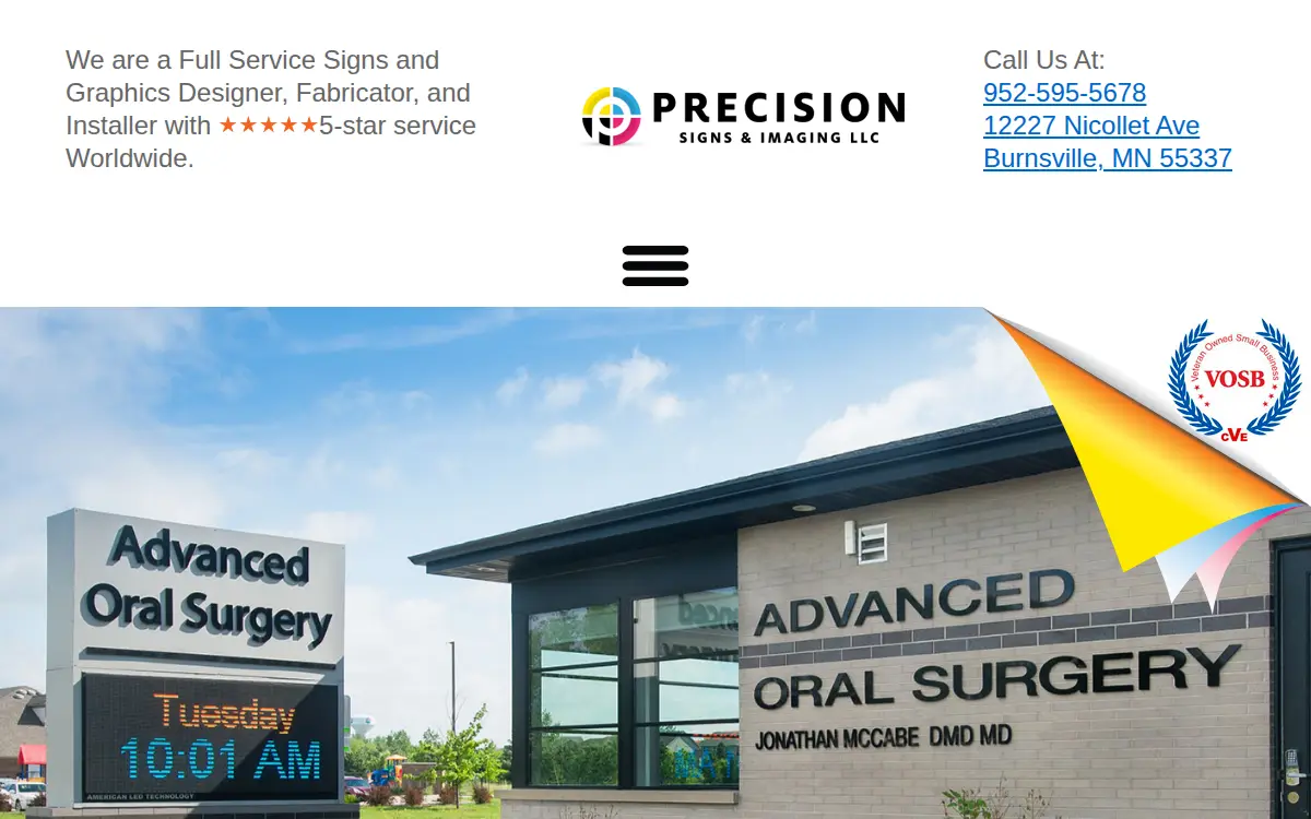 Homepage of Precision Signs & Imaging LLC