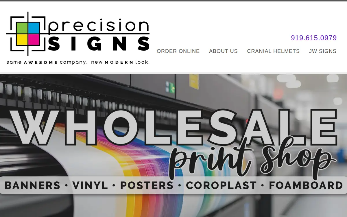 Homepage of Precision Signs, INC.