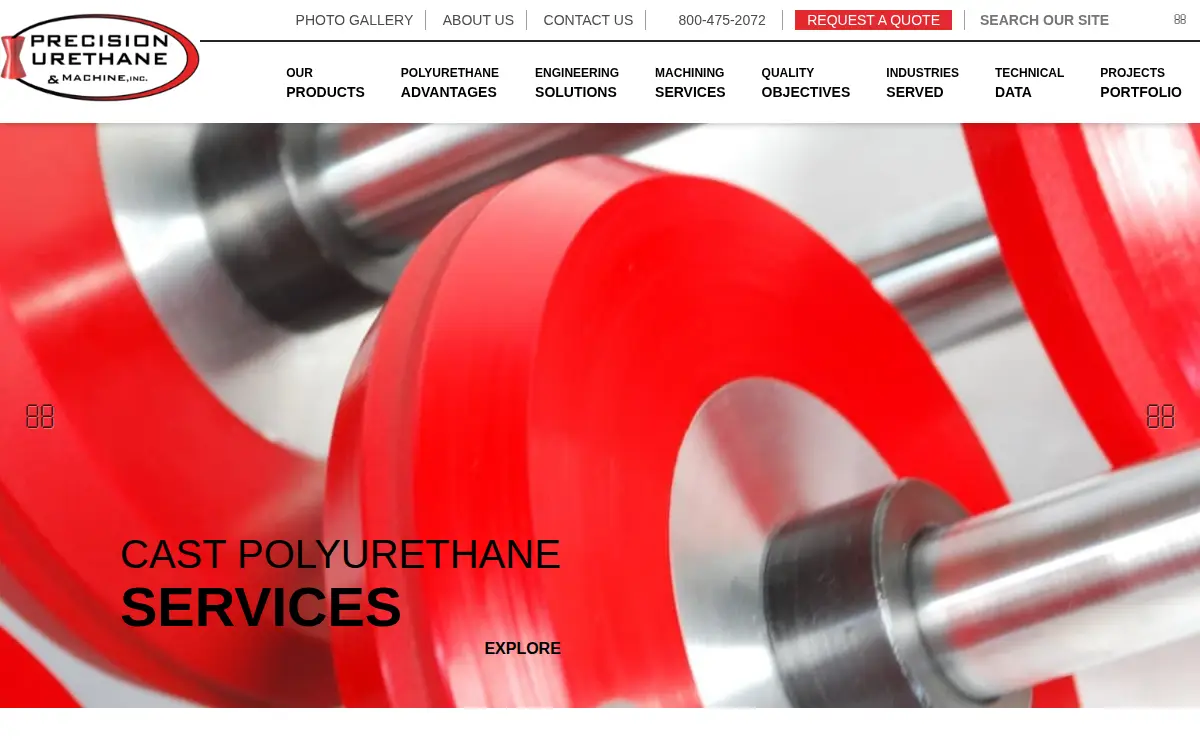 Homepage of Precision Urethane & Machine INC.