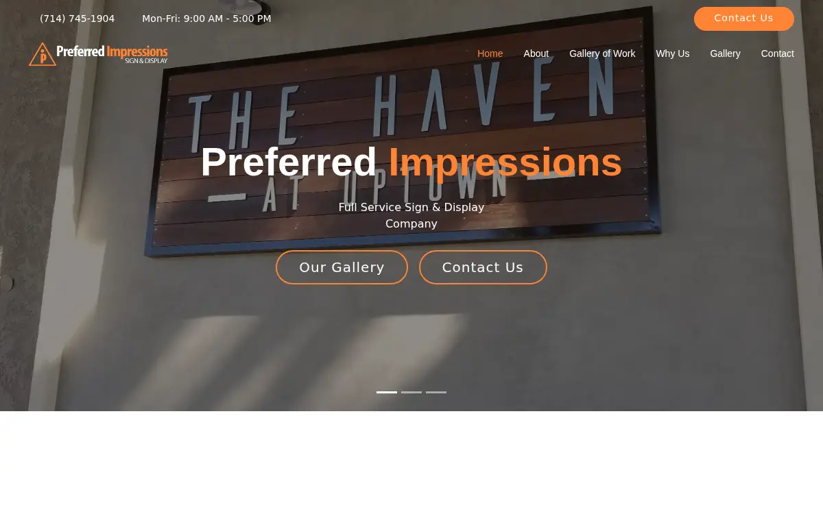 Homepage of Preferred Impressions INC.