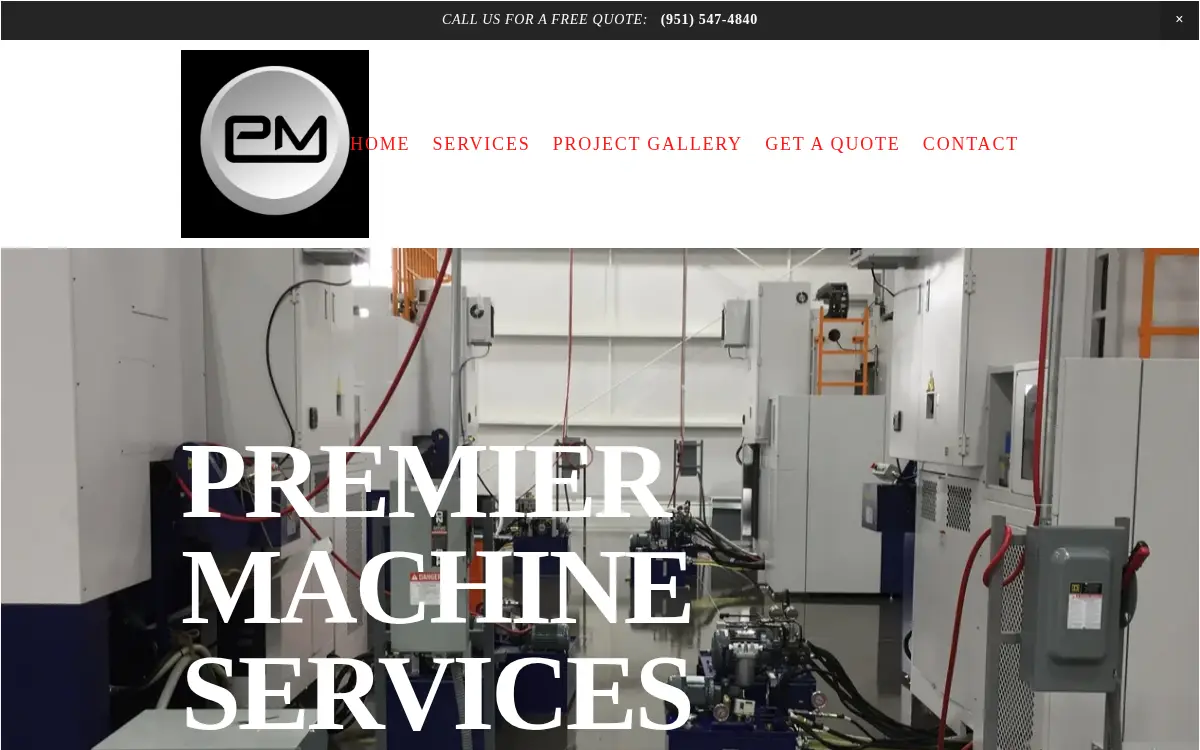 Homepage of Premier Machine Service, LLC