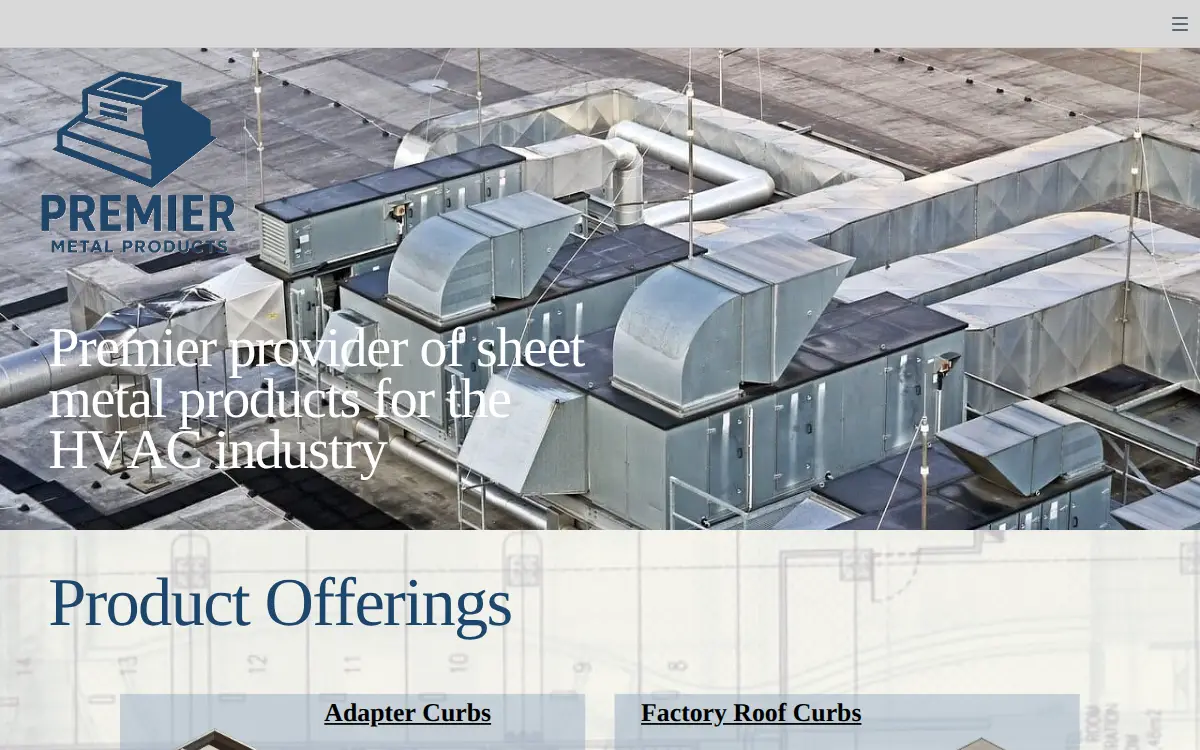 Homepage of Premier Metal Products LLC