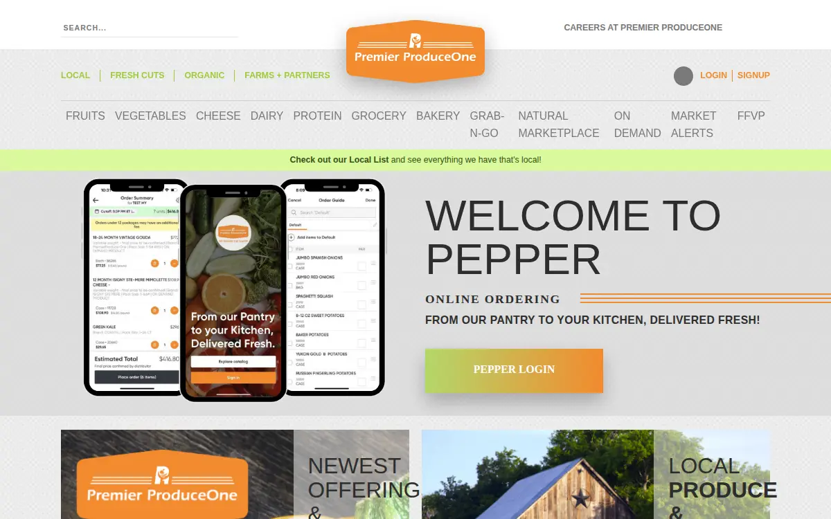 Homepage of Premier Produce One, LLC