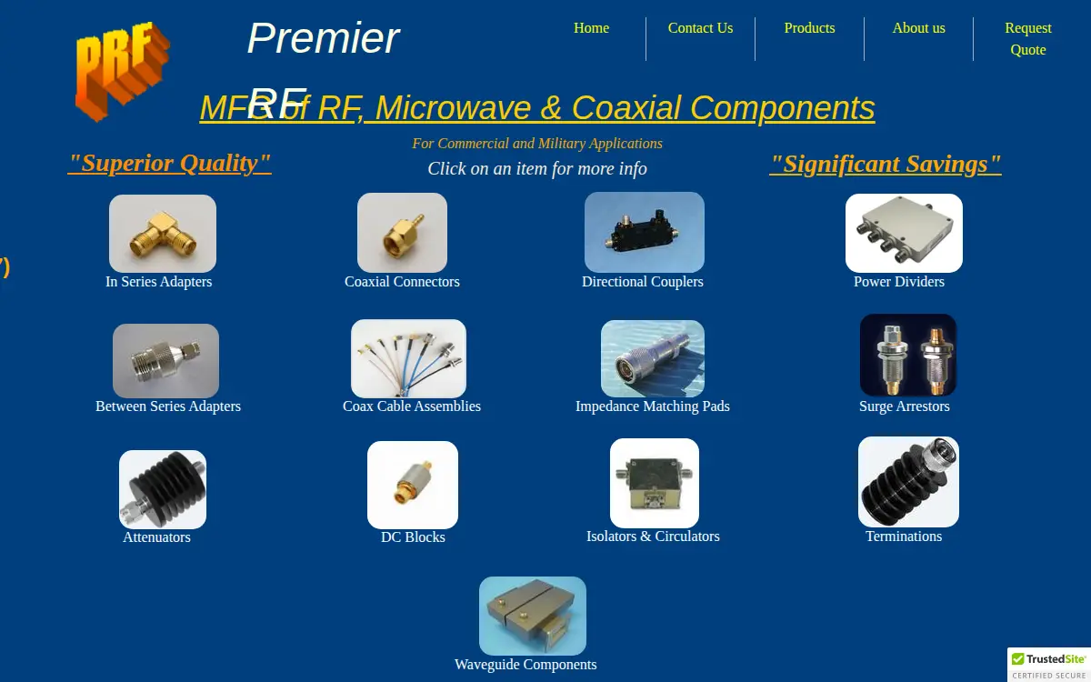 Homepage of Premier Radio Frequency