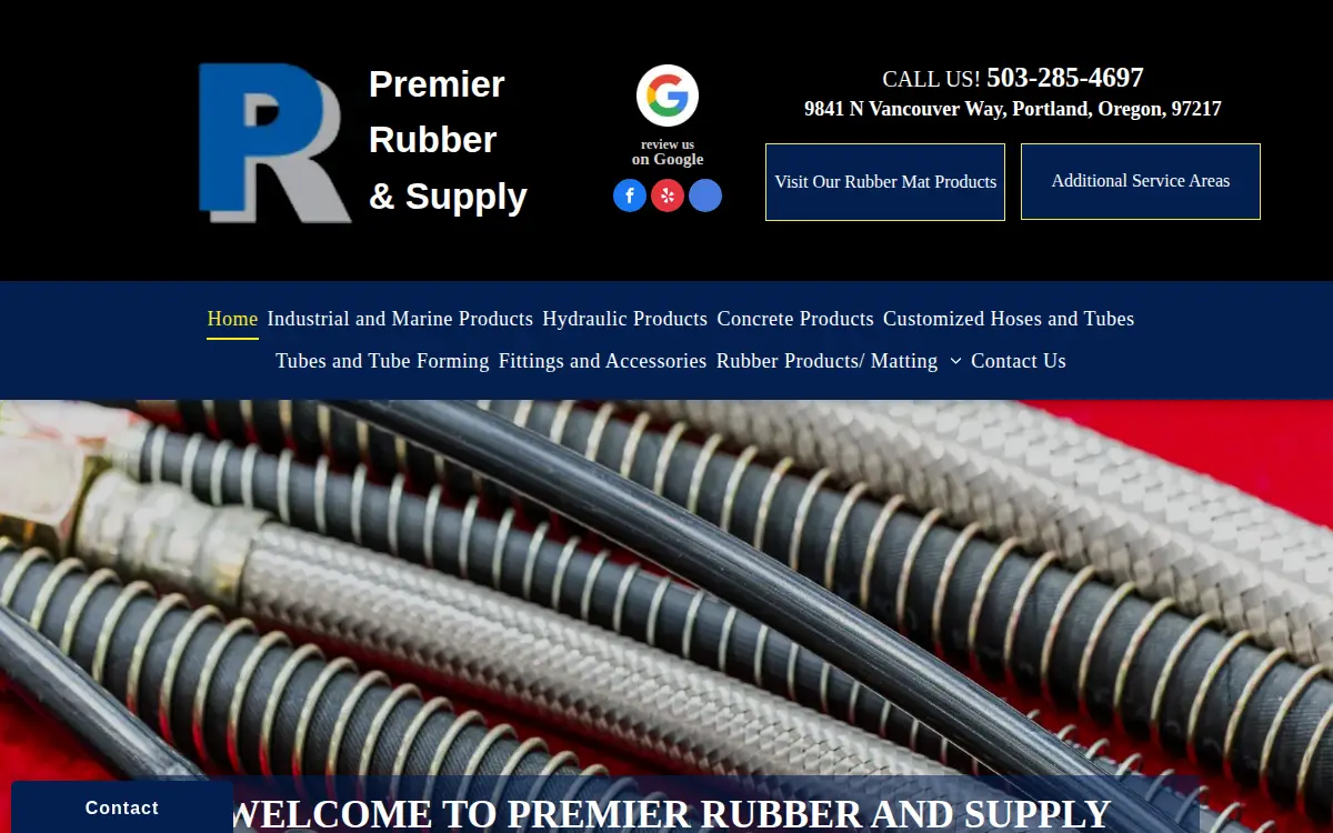 Homepage of Premier Rubber LLC