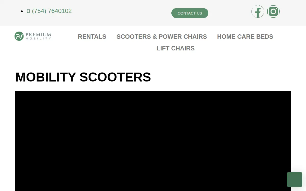 Homepage of Premium Mobility LLC