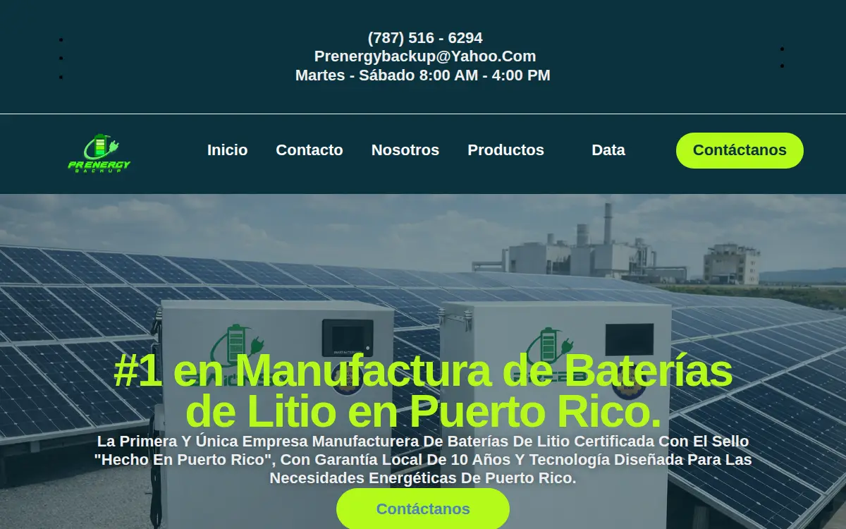 Homepage of Pr Energy Backup LLC