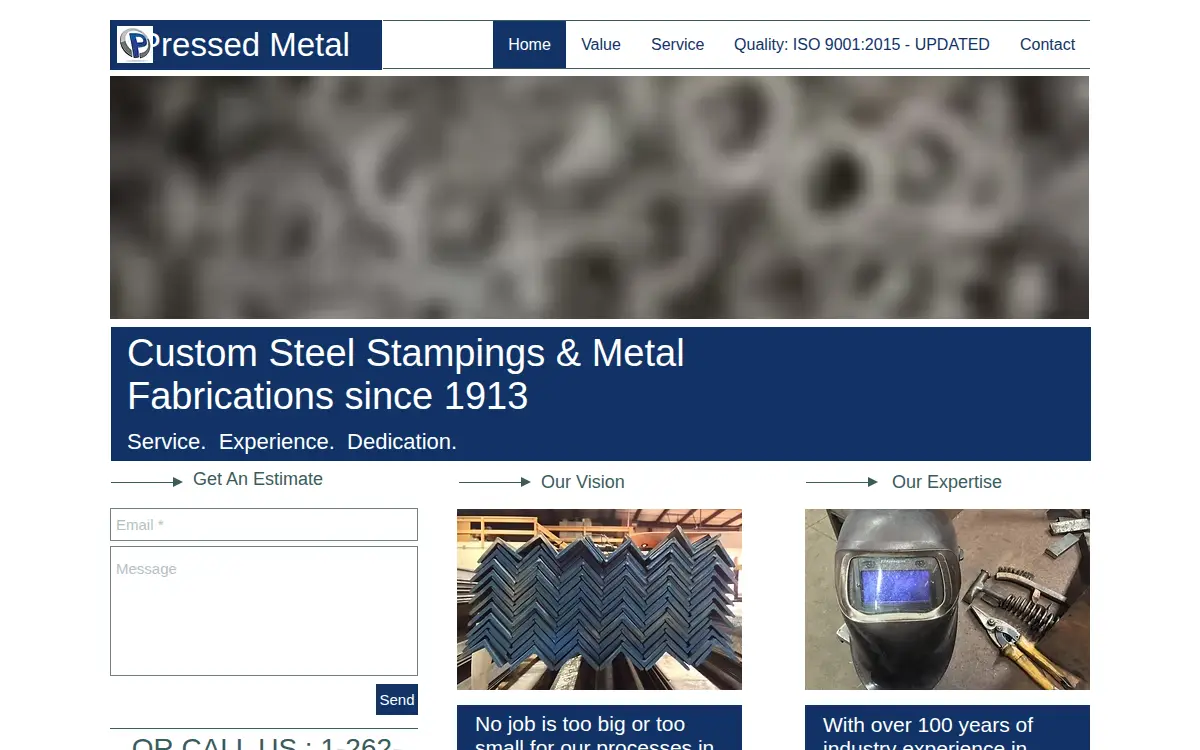 Homepage of Pressed Metal Corporation