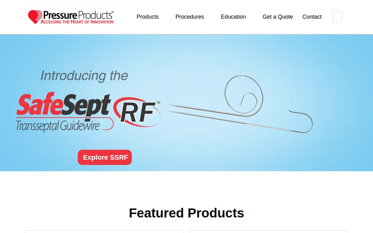 Homepage of Pressure Products Medical Supplies INC.