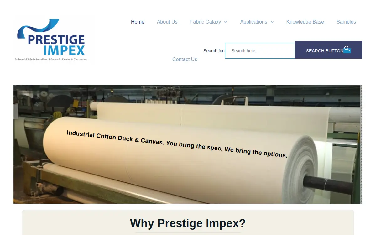 Homepage of Prestige Impex INC.