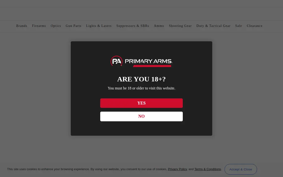 Homepage of Primary Arms LLC
