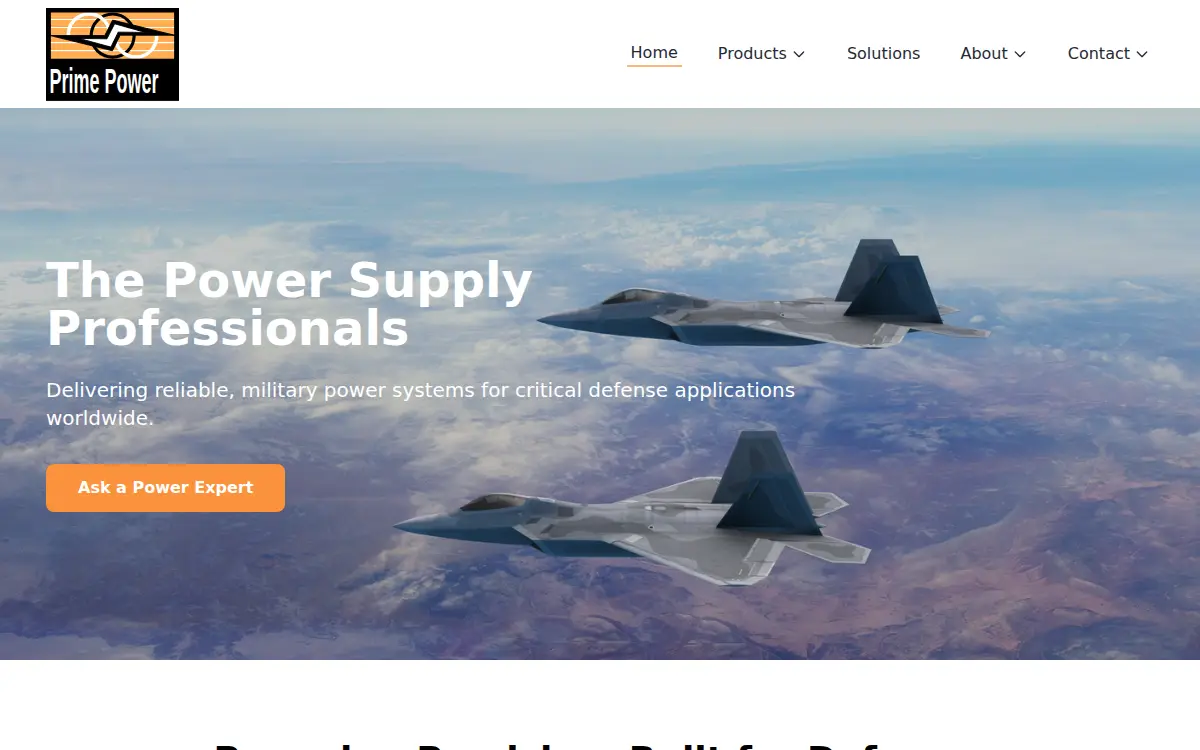 Homepage of Prime Power, INC.