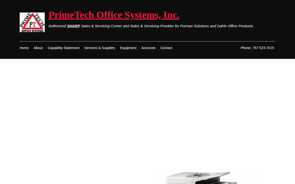Homepage of Primetech Office Systems, INC