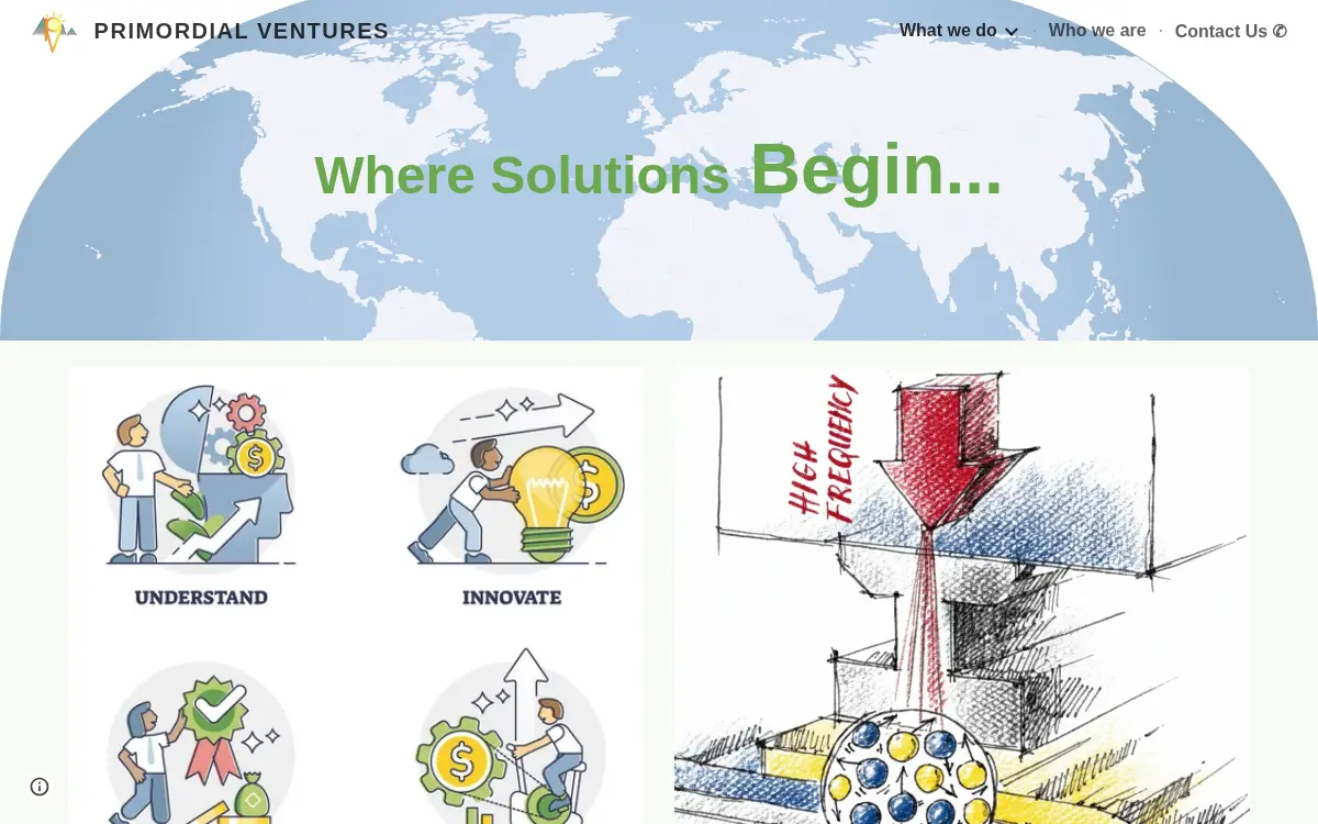 Homepage of Primordial Ventures Incorporated