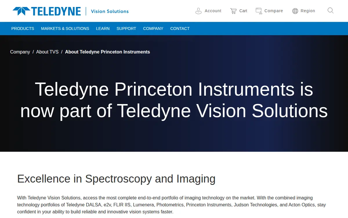Homepage of Teledyne Digital Imaging Us, INC.