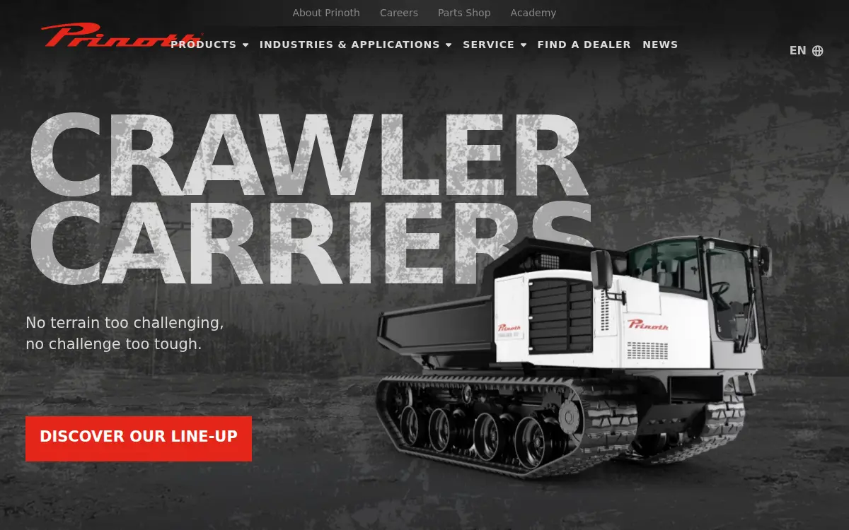 Homepage of Prinoth of North America INC