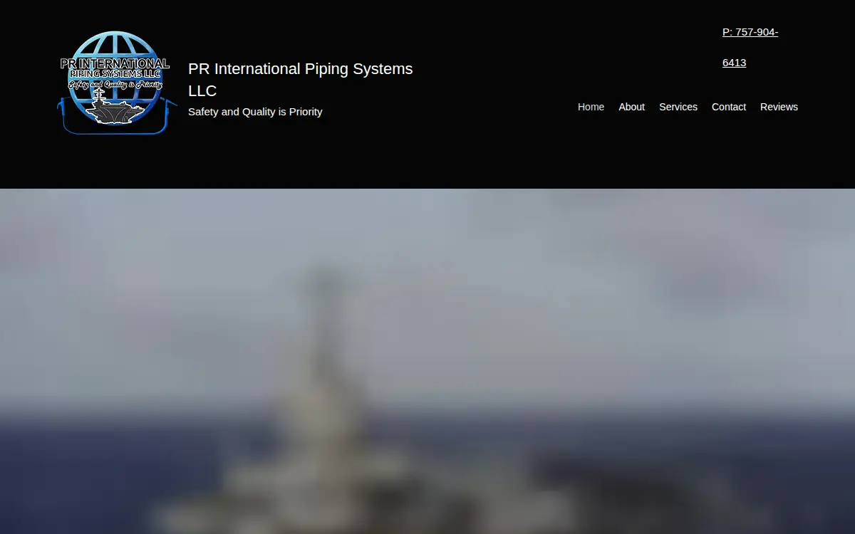 Homepage of P R International Piping System LLC