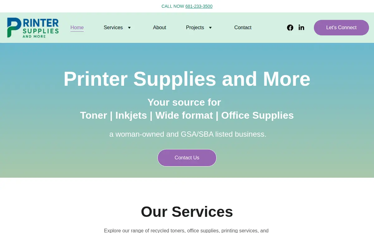 Homepage of Printer Supplies & More LLC