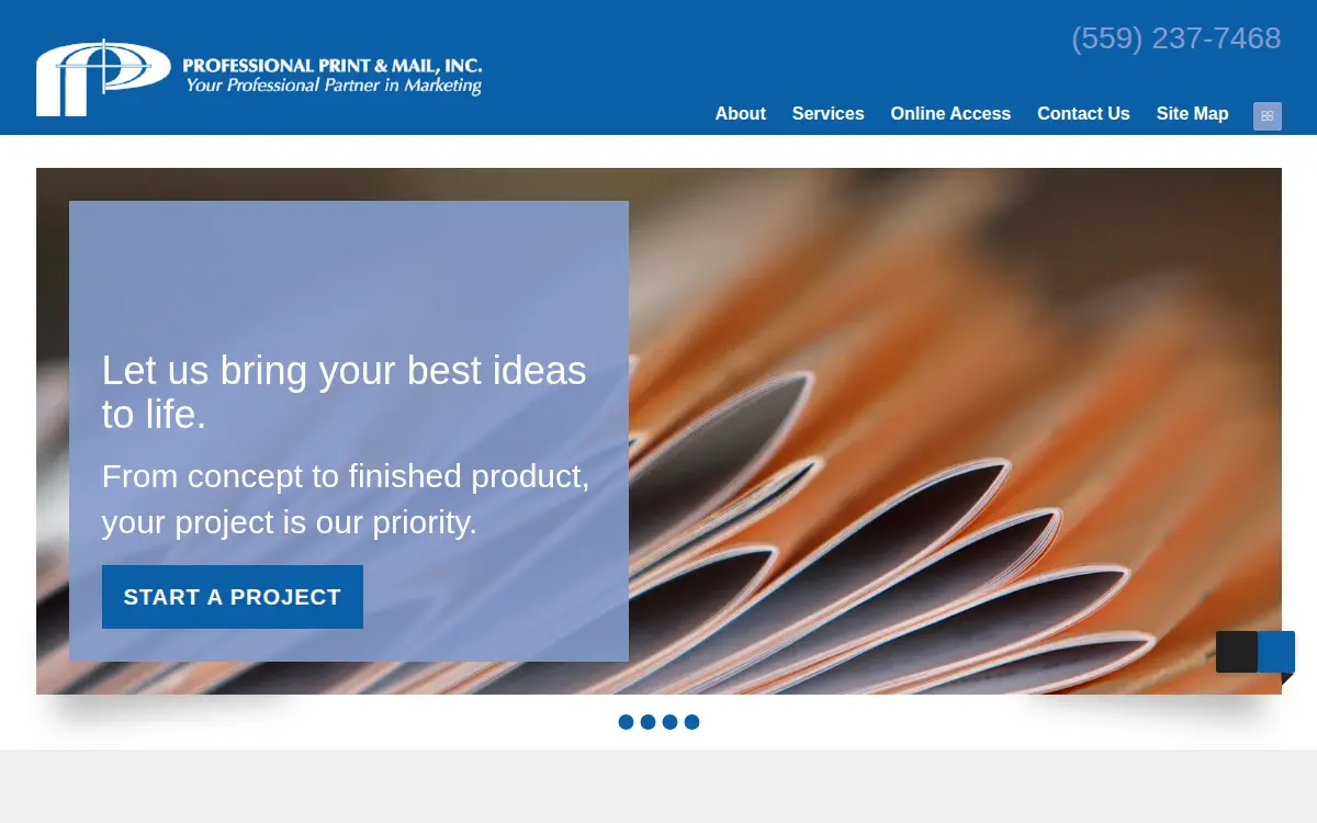 Homepage of Professional Print & Mail, INC.