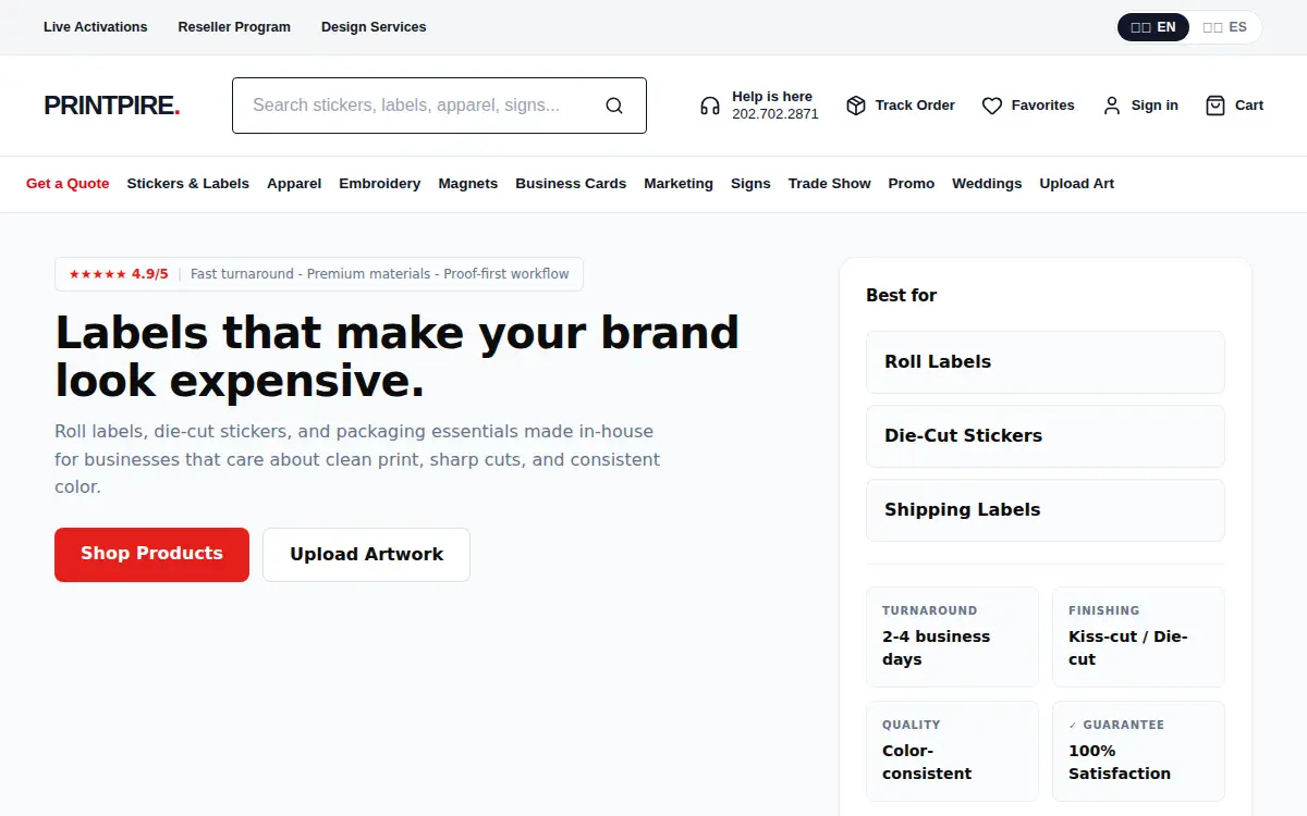 Homepage of Printpire LLC