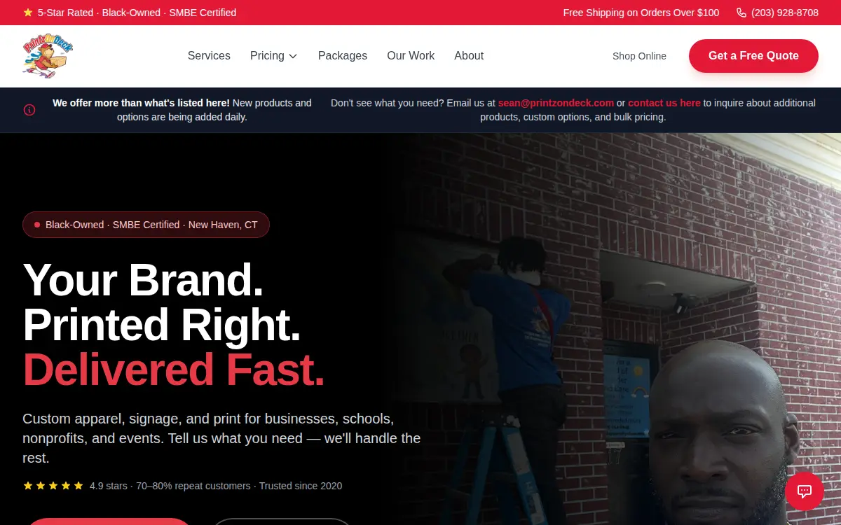 Homepage of Printzondeck LLC