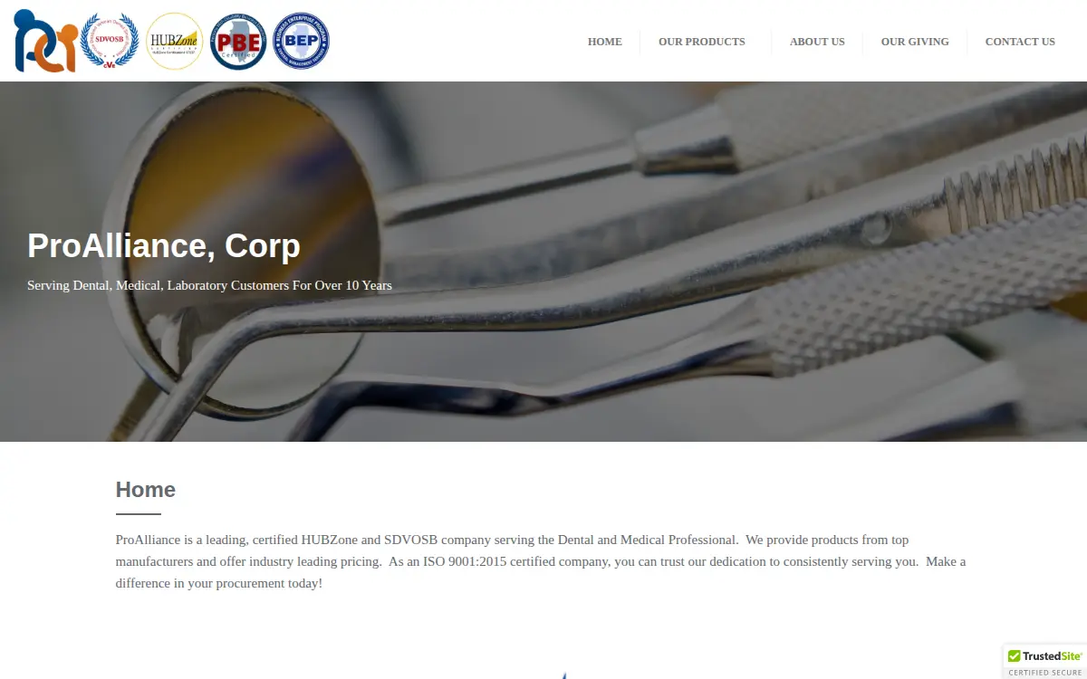 Homepage of Proalliance CORP
