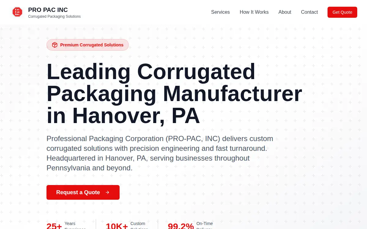 Homepage of Professional Packaging CORP
