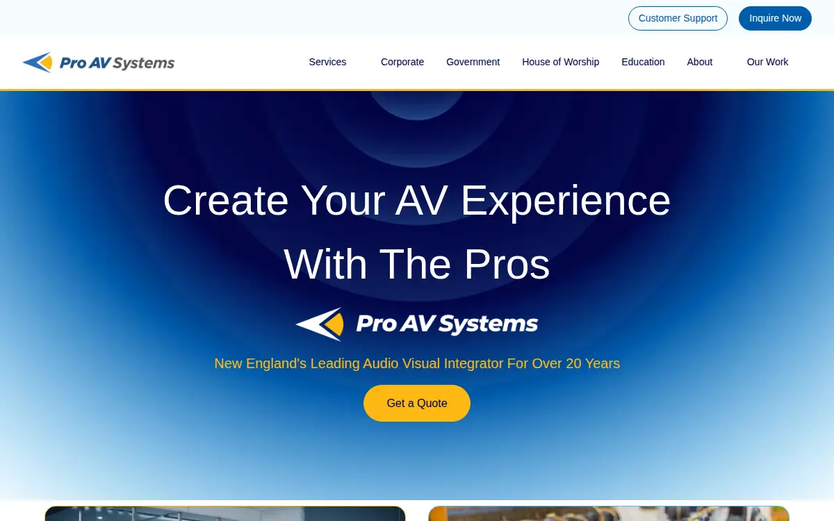 Homepage of Pro Av Systems, INC.