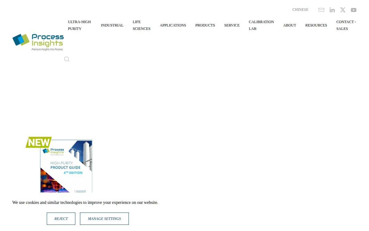 Homepage of Process Insights - Tiger Optics, LLC.
