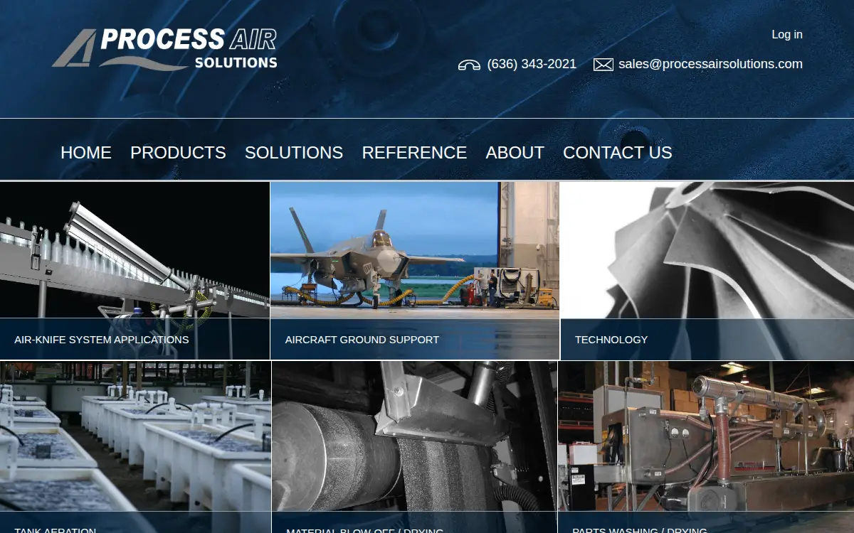 Homepage of Process Air Solutions, LLC