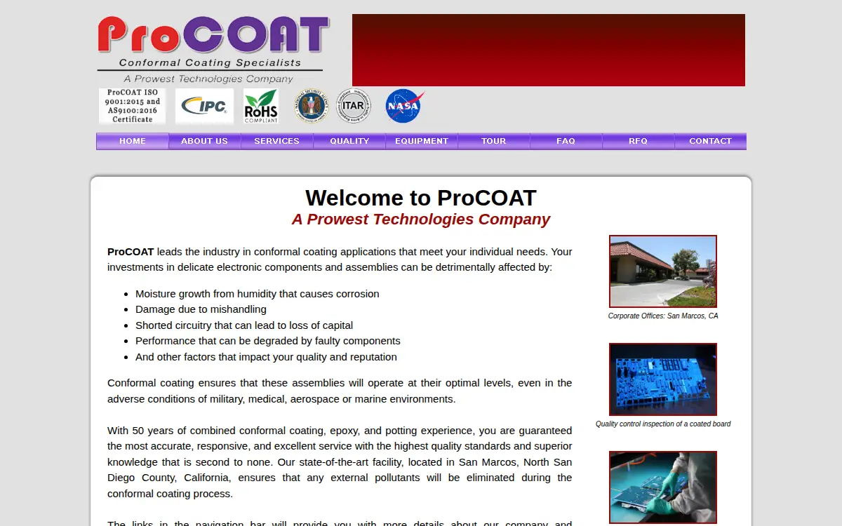 Homepage of Prowest Technologies INC
