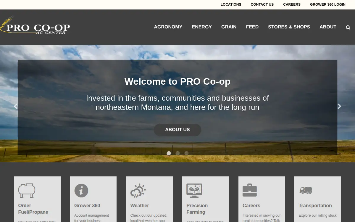 Homepage of Pro Coop
