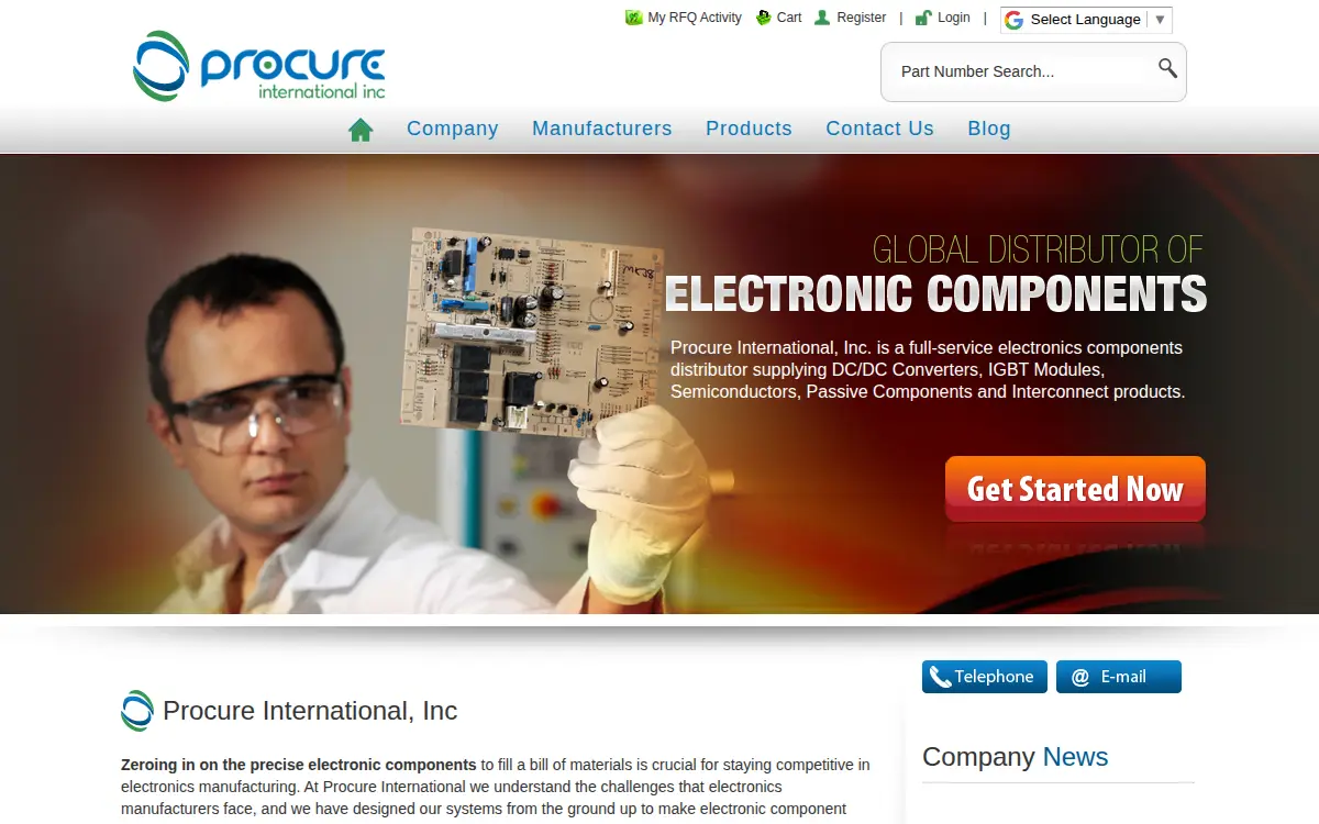 Homepage of Procure International, INC.