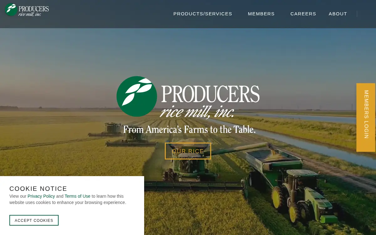 Homepage of Producers Rice Mill INC