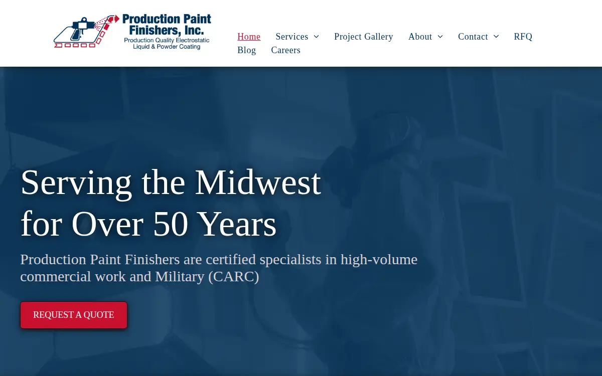 Homepage of Production Paint Finishers INC