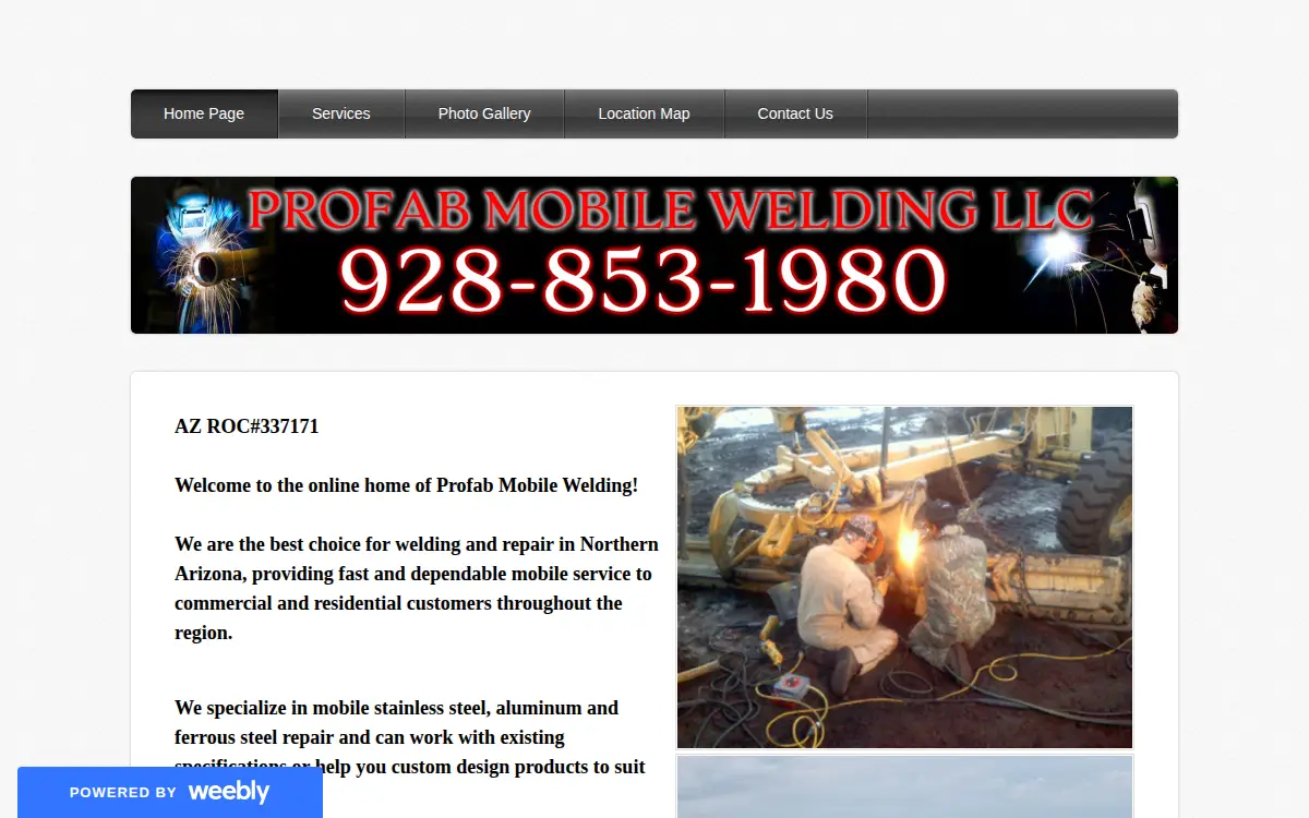 Homepage of Profab Mobile Welding LLC