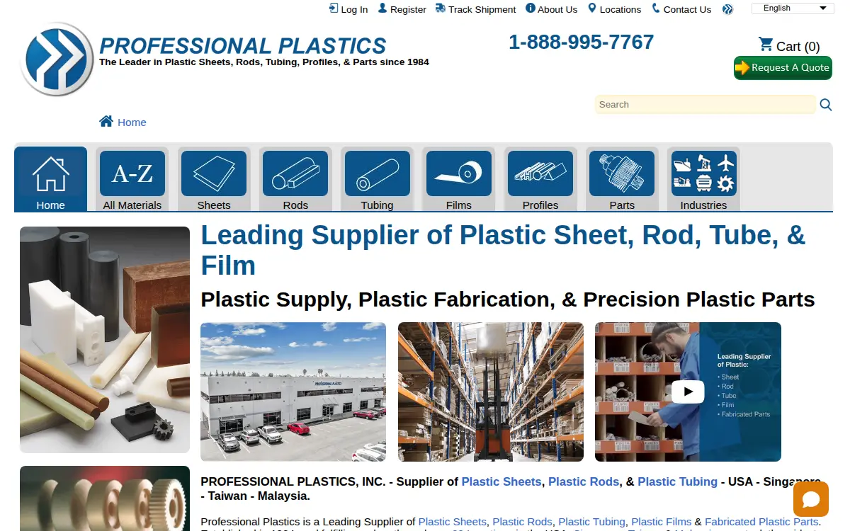 Homepage of Professional Plastics, INC.