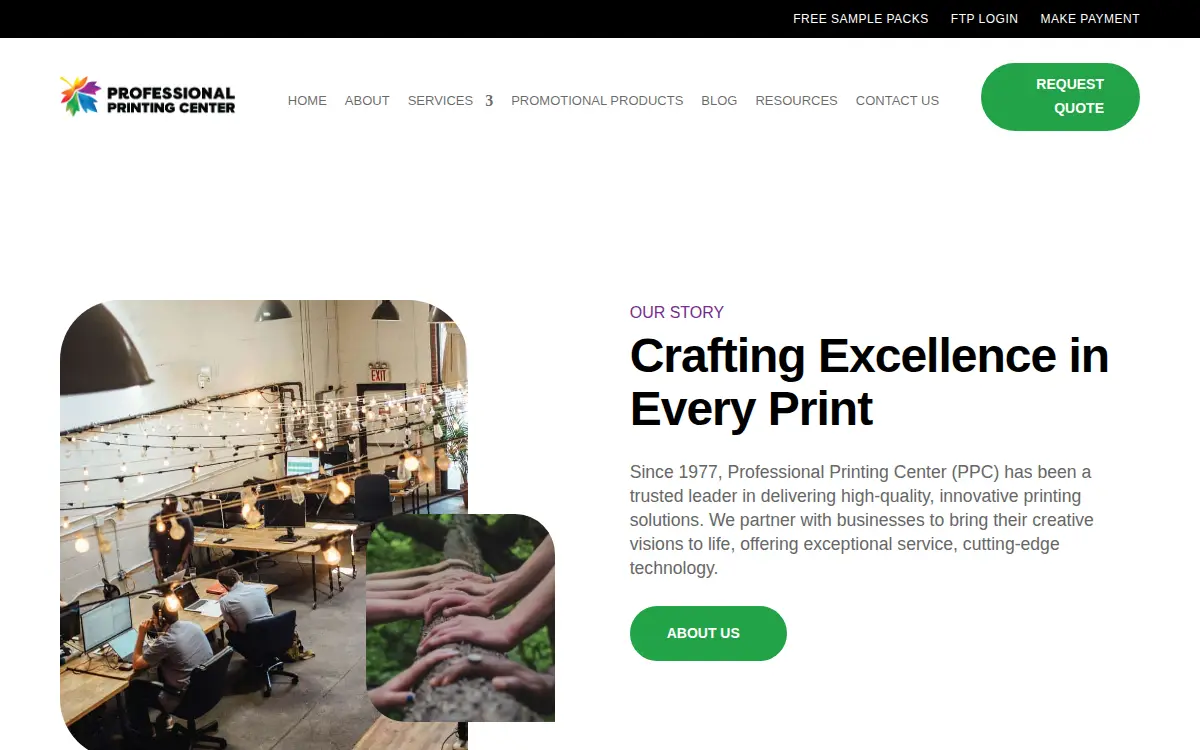 Homepage of Professional Printing Center, INC.