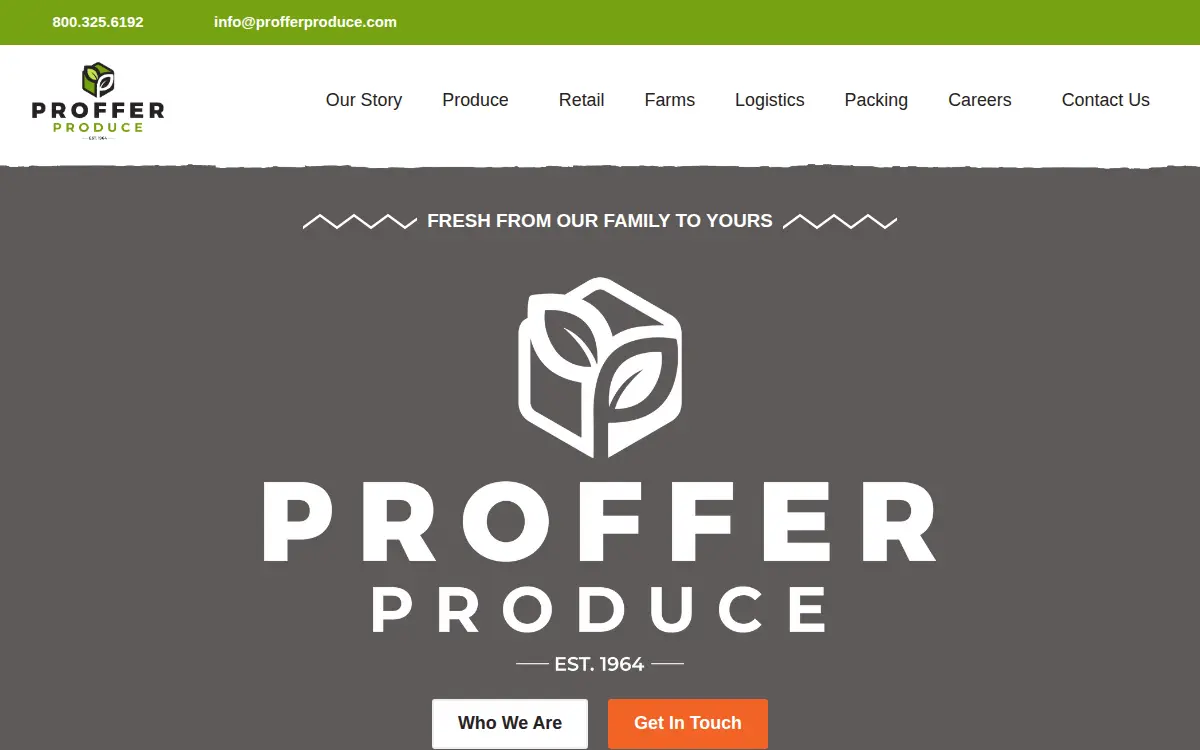 Homepage of Proffer Wholesale Produce INC