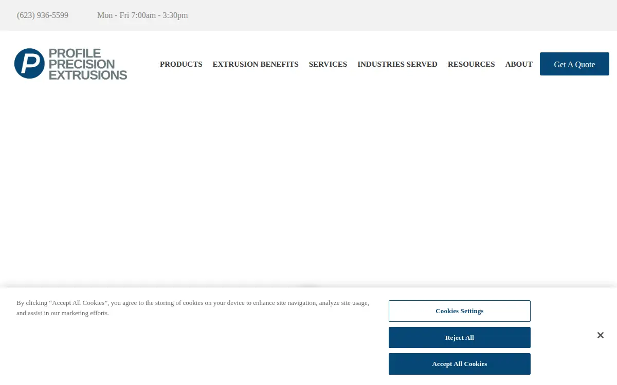 Homepage of Profile Extrusion Company