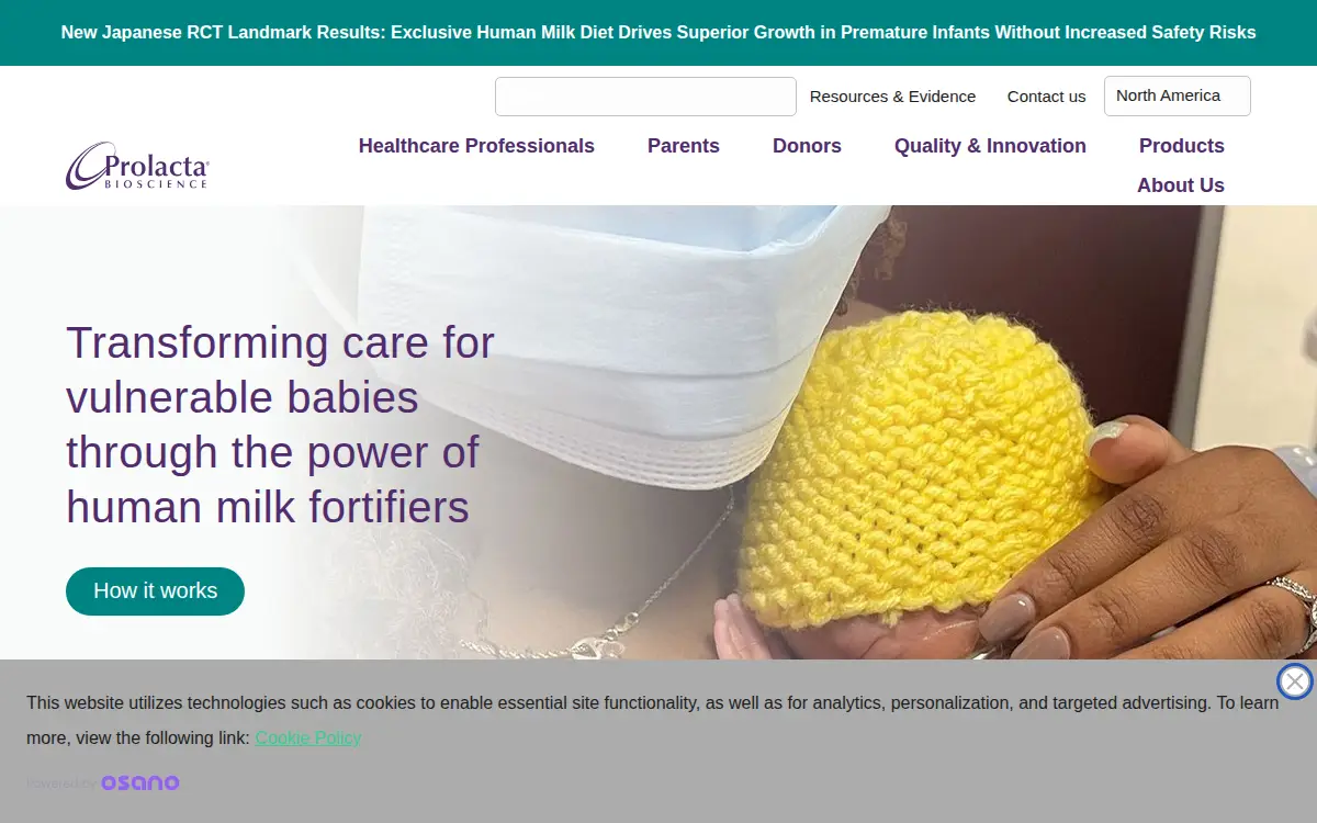 Homepage of Prolacta Bioscience, INC