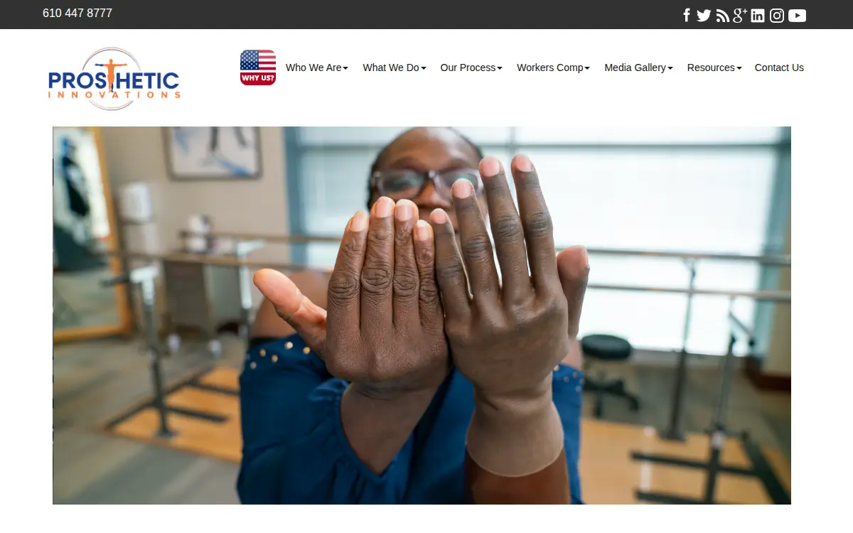 Homepage of Prosthetic Innovations, LLC