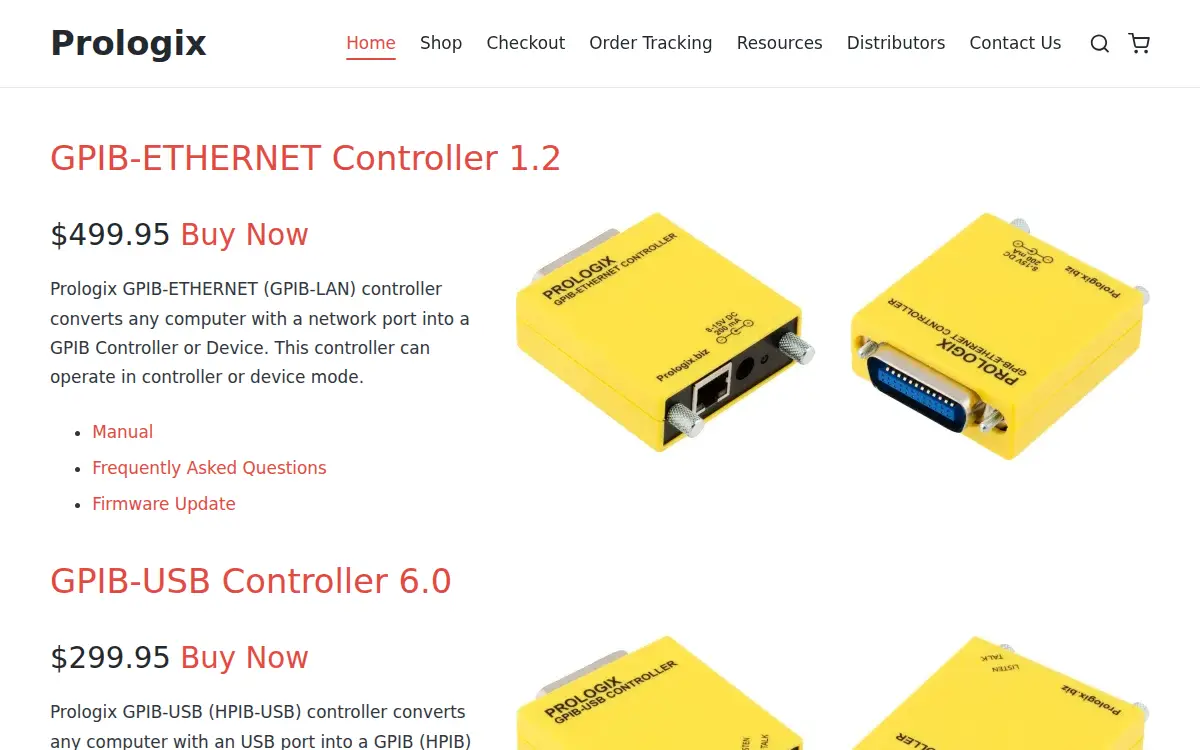 Homepage of Prologix Instruments, LLC