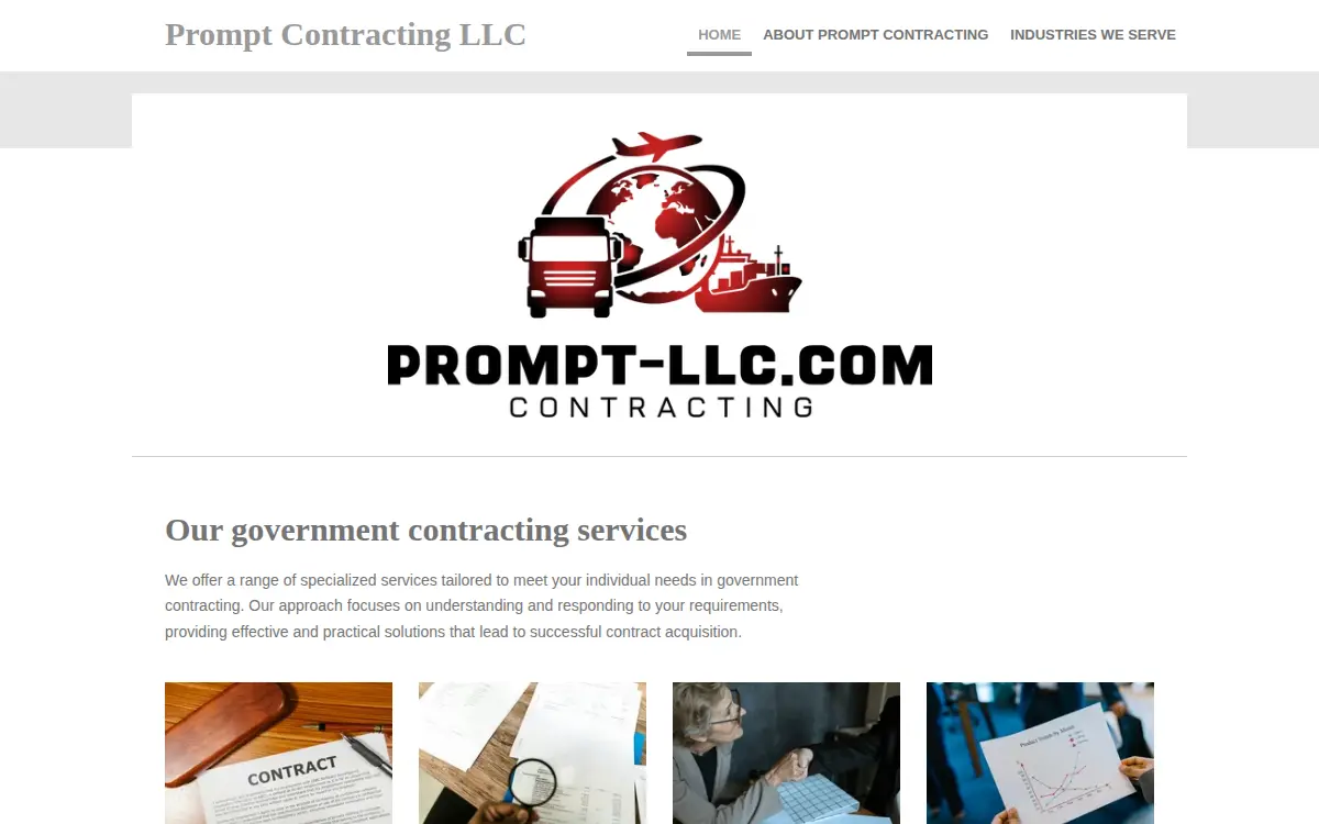 Homepage of Prompt Contracting