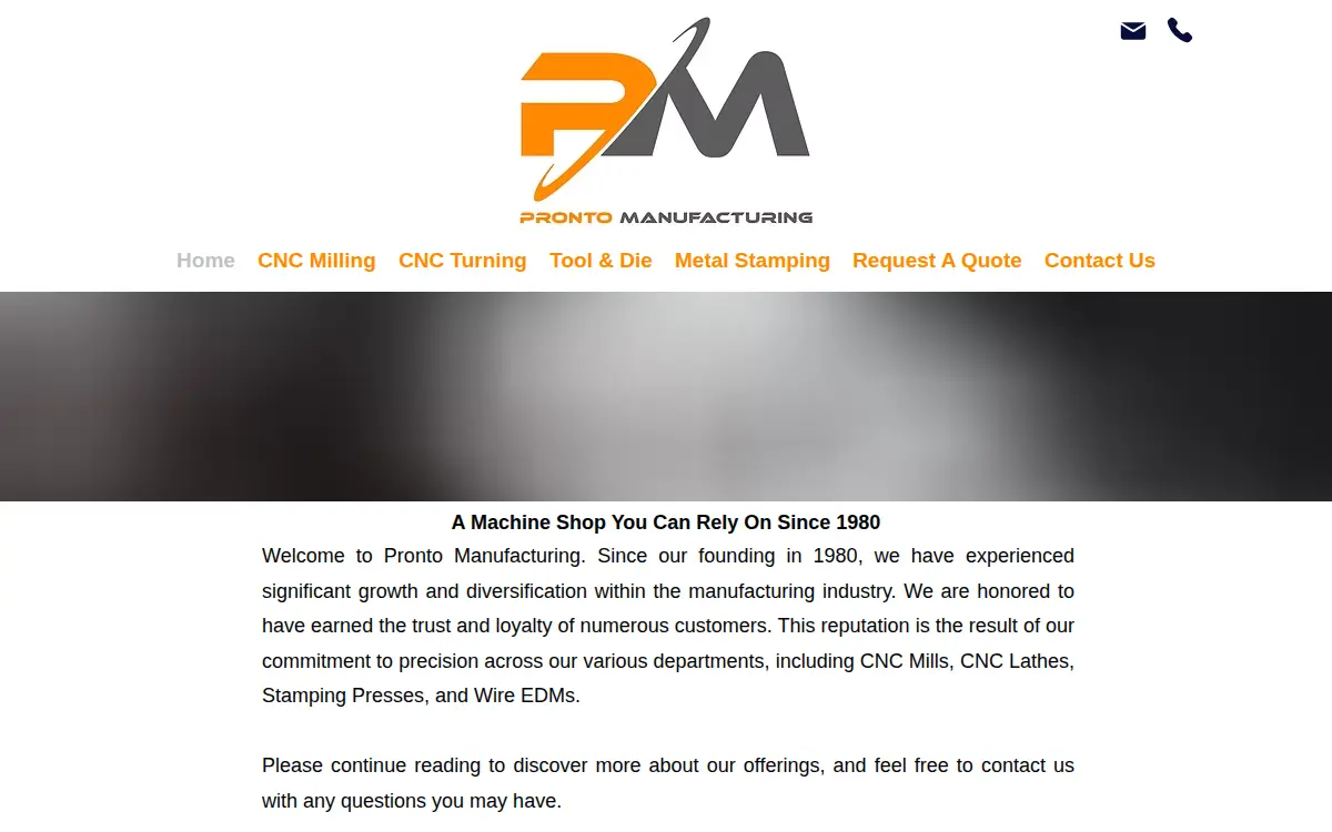 Homepage of Pronto Tool & Die Co., INC.
