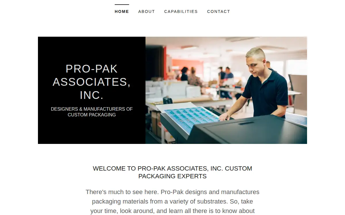 Homepage of Pro-pak Associates, INC.