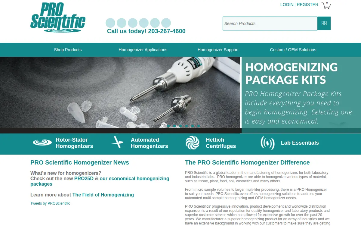 Homepage of Pro Scientific, INC.