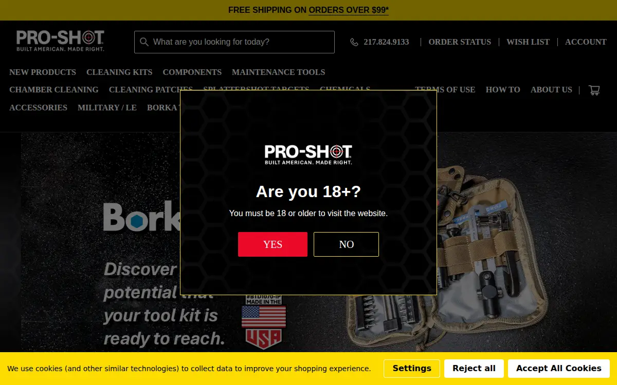 Homepage of Pro Shot Products INC