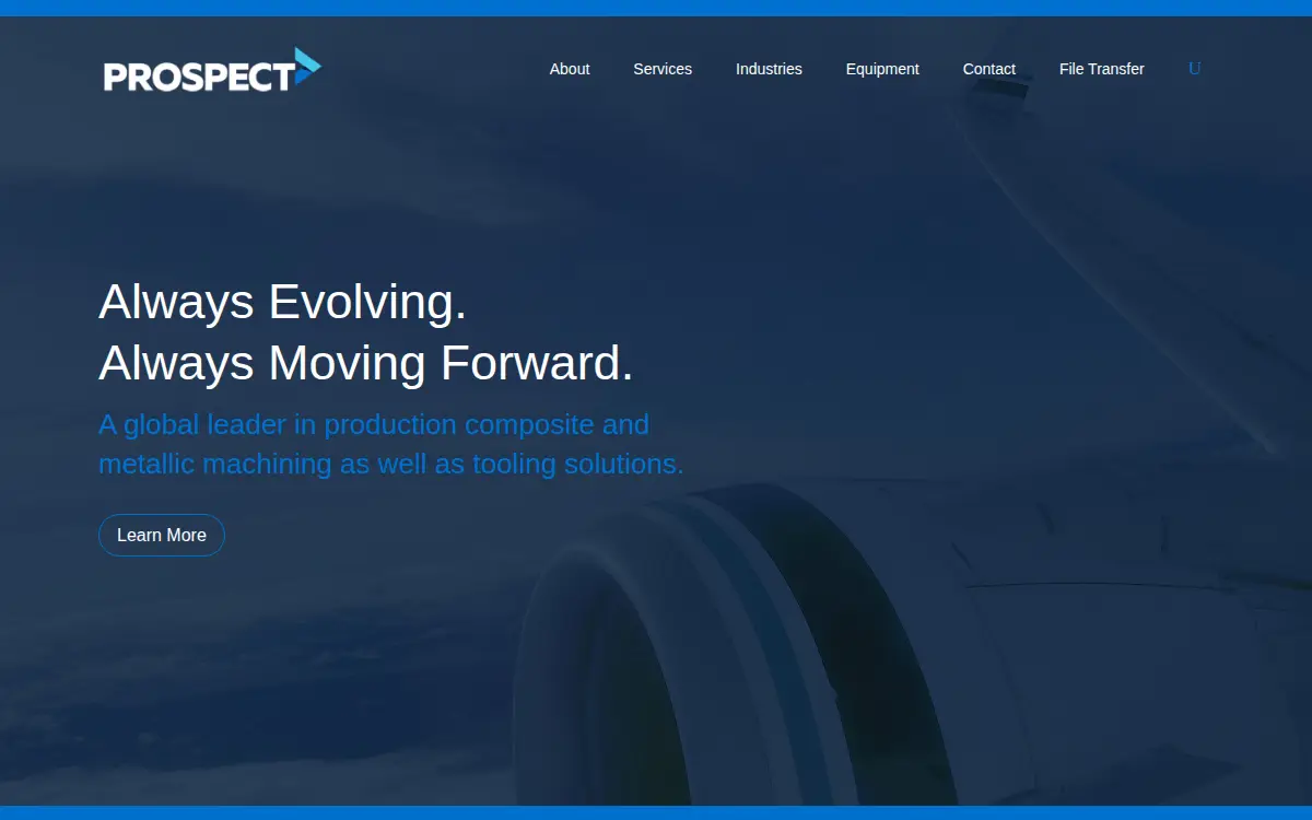 Homepage of Prospect Mold & Die Company