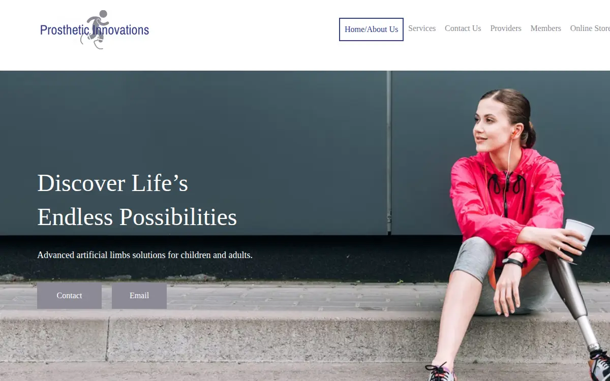 Homepage of Prosthetic Innovations INC.